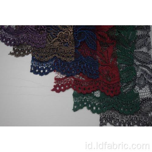 100% Polyester Cord Lace Fabric Dengan Glitter